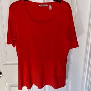 Isaac Mizrahi Peplum Flounce  Knit Top size M